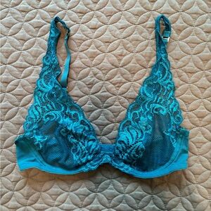 Natori Blue Floral Lace Bralette Size 32B/C